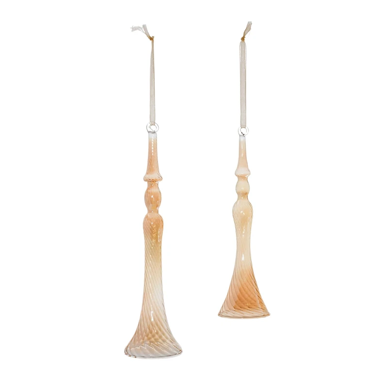 Gold Ombre Swirl Glass Drop Ornament Set