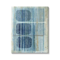 Stupell Industries Retro Mod Shapes Blue Beige Stripes Modern Painting Canvas Wall Art