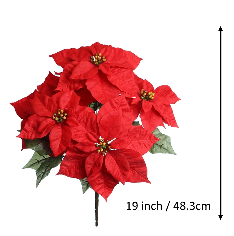 19" Deluxe Water-Resistant Red Poinsettia Bush by Ashland®