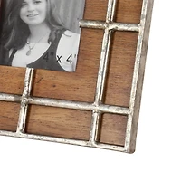 Brown Wood Grain Grid 4" x 4" Frame