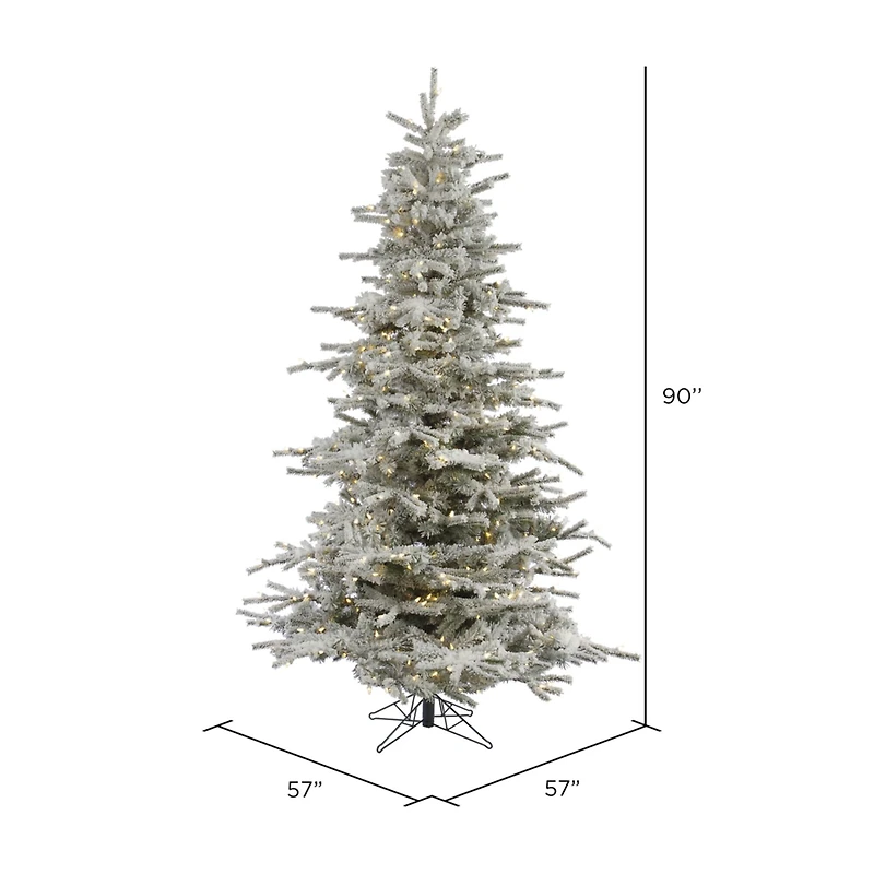 7.5ft. Pre-Lit Flocked Sierra Fir Artificial Christmas Tree, Pure White Dura-Lit® LED Lights