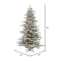 7.5ft. Pre-Lit Flocked Sierra Fir Artificial Christmas Tree, Pure White Dura-Lit® LED Lights