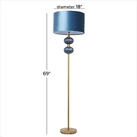 Blue Velvet Transitional Floor Lamp, 69" x 18" x 18"