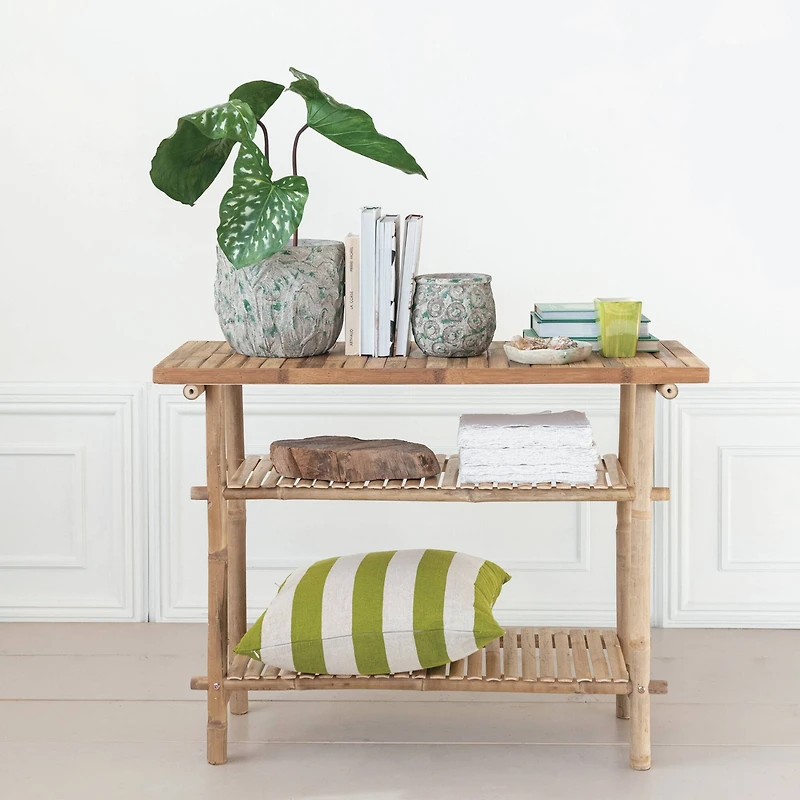 Hello Honey® Natural Tall Bamboo Accent Table with 2 Shelves