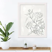 Pencil Florals Wall Print in White Frame