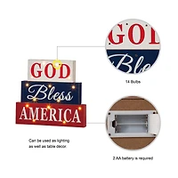 Glitzhome® 12" LED Wooden Patriotic Block Sign