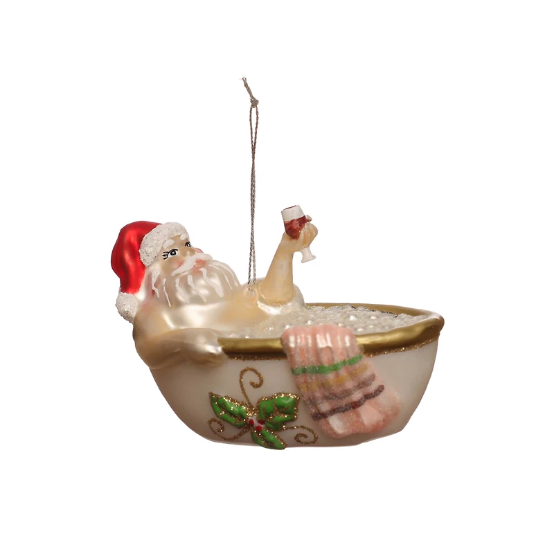 4" Santa in Tub Glass Ornament by Ashland®