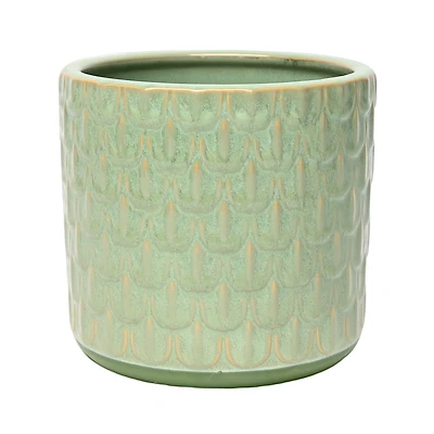 5.5" Green Scallop Ceramic Pot by Ashland®