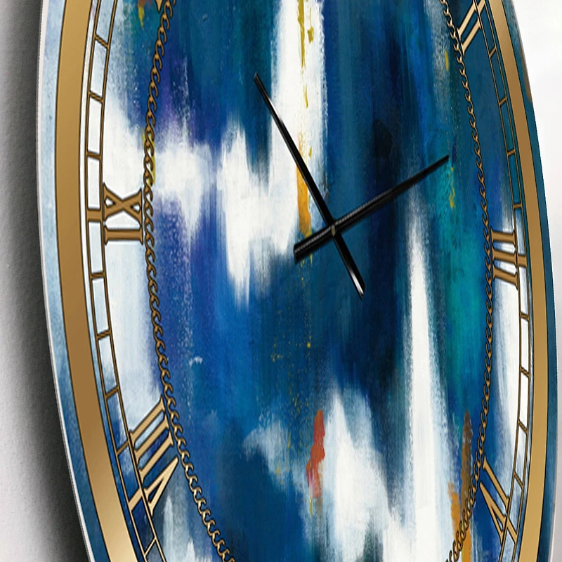 Designart 'Blue Glam Texture Ii Glam Wall Clock