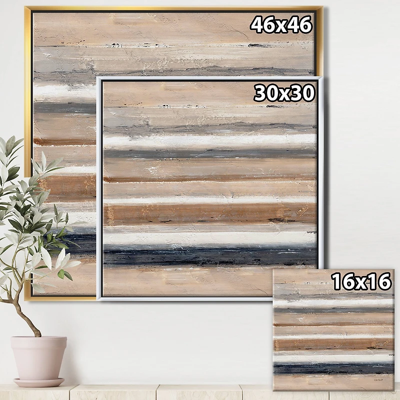 Designart - Geometric Circle Natural Balance III - Mid-Century Modern Transitional Framed Canvas