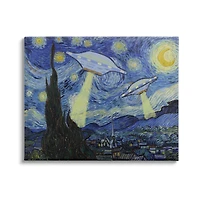 Stupell Industries Starry Night Classic Alien UFOs Canvas Wall Art