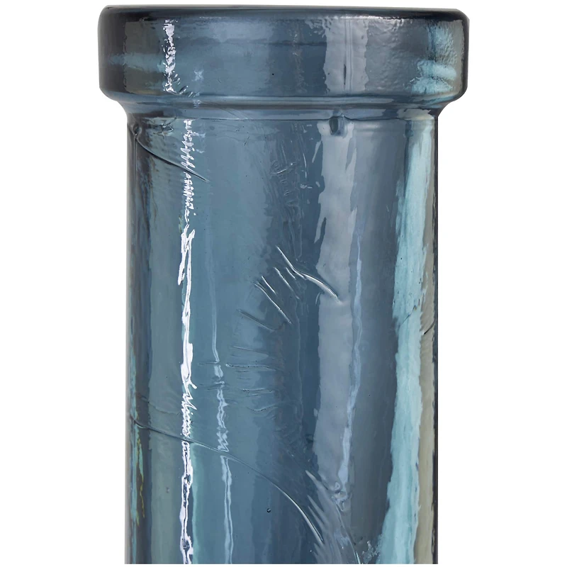 30" Blue Recycled Glass Tall Spanish Bottleneck Vase