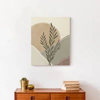 Boho Leaves On Mustard 16" x 20" Canvas Wall Art