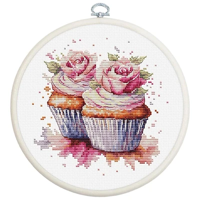 Luca-S The Cupcakes Counted Cross Stitch Kit with Display Hoop