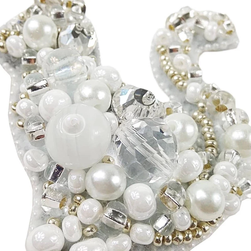 Crystal Art Beadwork Kit For Creating Brooch Cat
