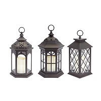 13" Lanterns with LED Candles Set