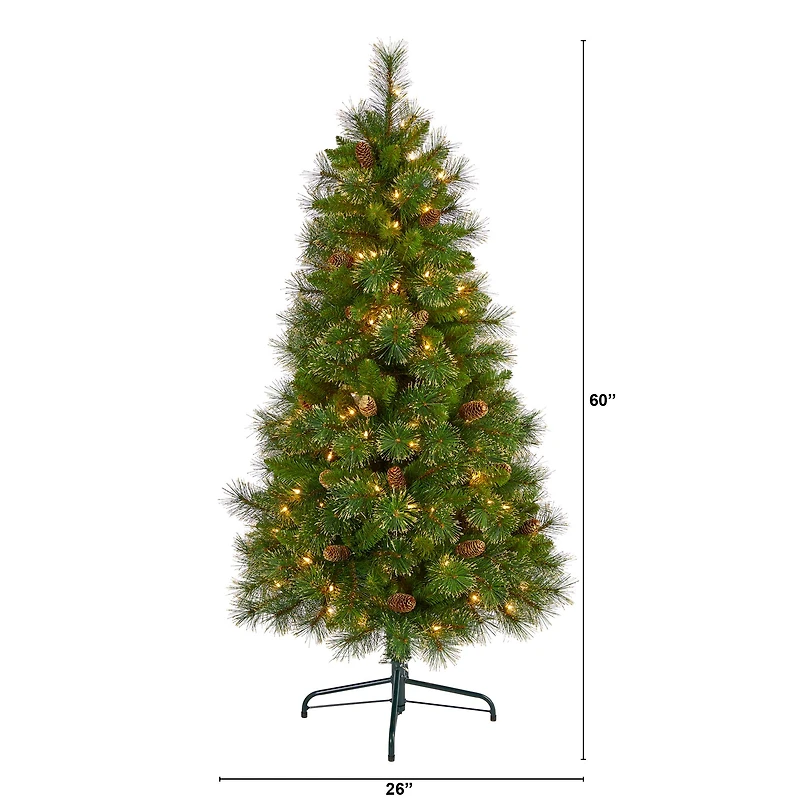 5ft. Pre-Lit Golden Tip Washington Pine Artificial Christmas Tree, Clear LED Lights