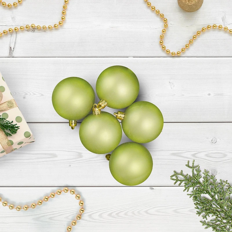 12ct. 4" Matte Kiwi Green Shatterproof Christmas Ball Ornaments