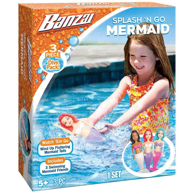 Banzai® 3-Piece Splash 'N Go Mermaid Pool Toy Dive Set