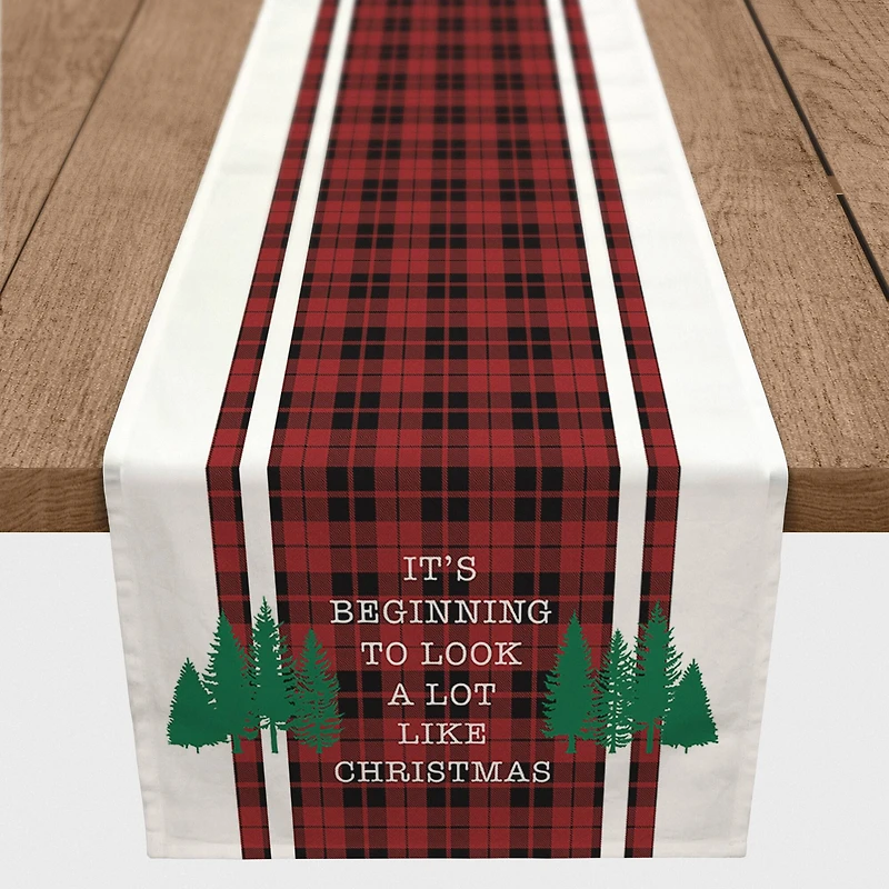 90" Look Like Christmas Plaid Table Runner