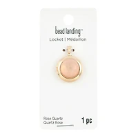 Pink Quartz & Gold Round Locket by Bead Landing™