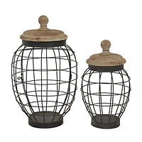 Black Farmhouse Metal Wire Jars, 2ct.