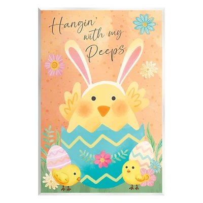 Stupell Industries Hangin' With My Peeps Easter Egg Chicks Wall Plaque Art