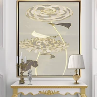 Designart - Gold Metallic Floral Garden III