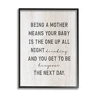 Stupell Industries Being a Mother Funny Phrase Up All Night Framed Giclee Art