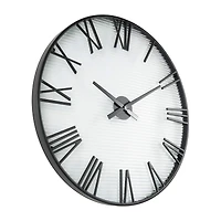 28" Black Metal Wall Clock with Clear Glass Face