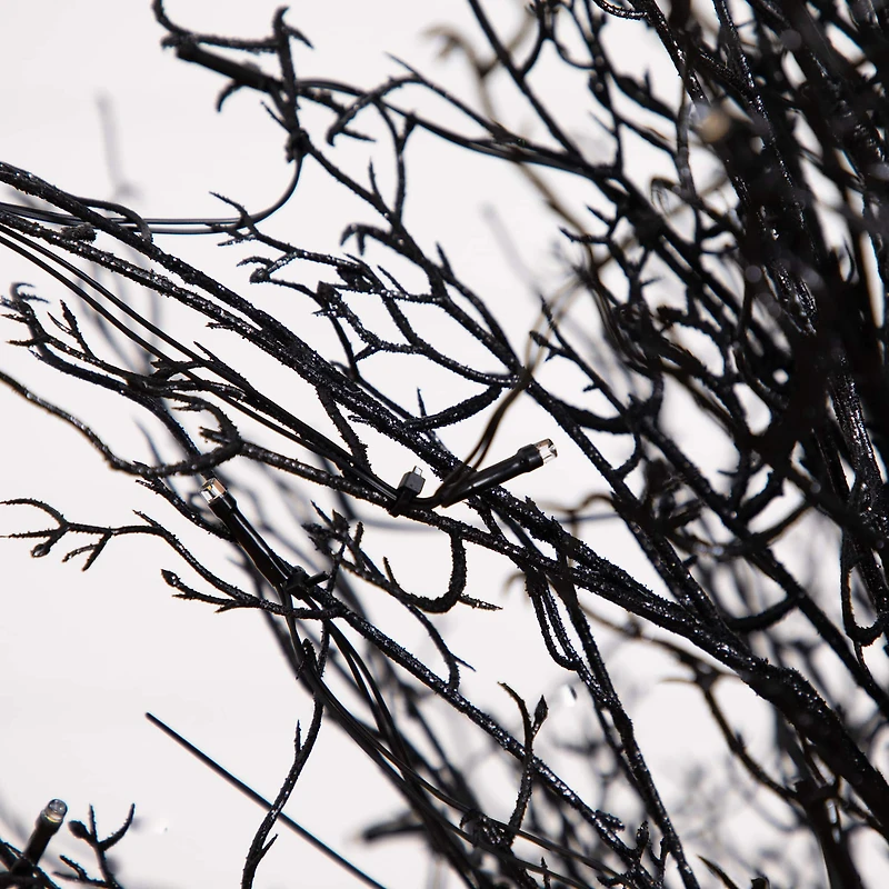 5ft. Pre-Lit LED Halloween Black Twig Artificial Fall Tree in Burlap Planter