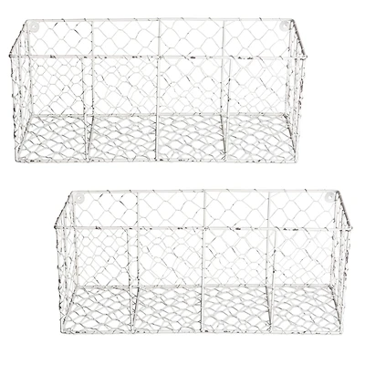 DII® Antique White Wall Mount Chicken Wire Baskets