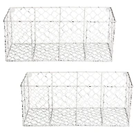 DII® Antique White Wall Mount Chicken Wire Baskets