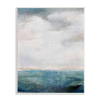Stupell Industries Abstract Ocean Horizon Line Nautical Water Cloudy Sky Wood Wall Plaque