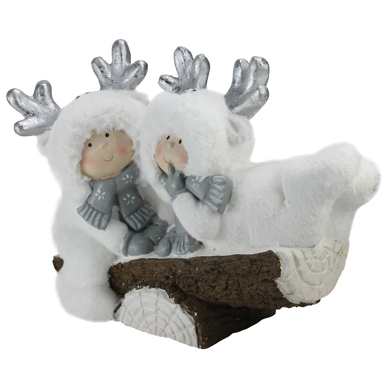 18.5" White Winter Smiling Children on Seesaw Decoration