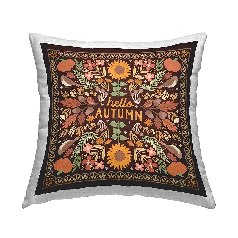 Stupell Industries Hello Autumn on Brown Outdoor Printed Pillow