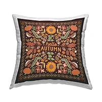 Stupell Industries Hello Autumn on Brown Outdoor Printed Pillow
