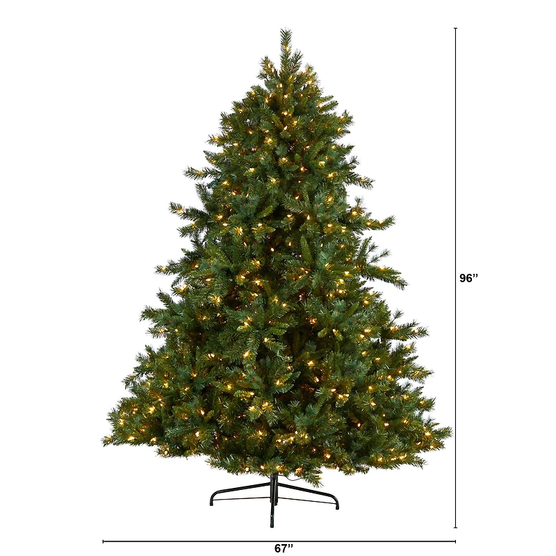 8ft. Pre-Lit Wyoming Mixed Pine Artificial Christmas Tree, Clear Lights