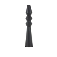 32.5" Black Metal Art Deco Fluted Decorative Vase
