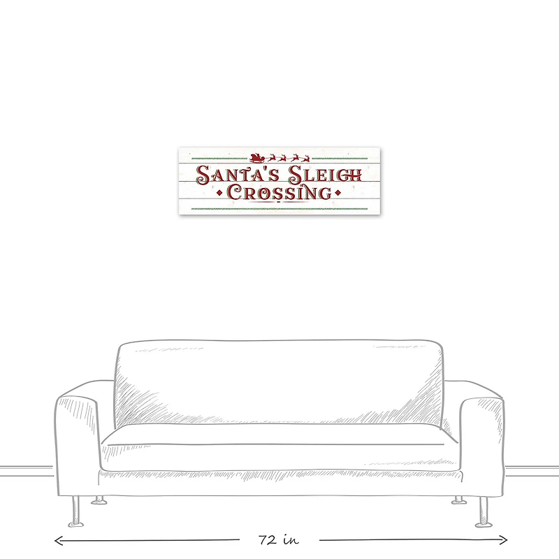 Santas Sleigh Crossing Wood 36x12 Canvas Wall Art