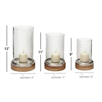 Clear Aluminum Traditional Hurricane Lamp Set