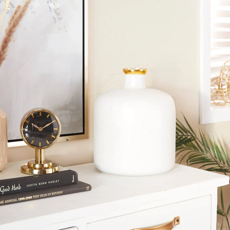 White Glass Glam Vase, 12" x 10" x 10"