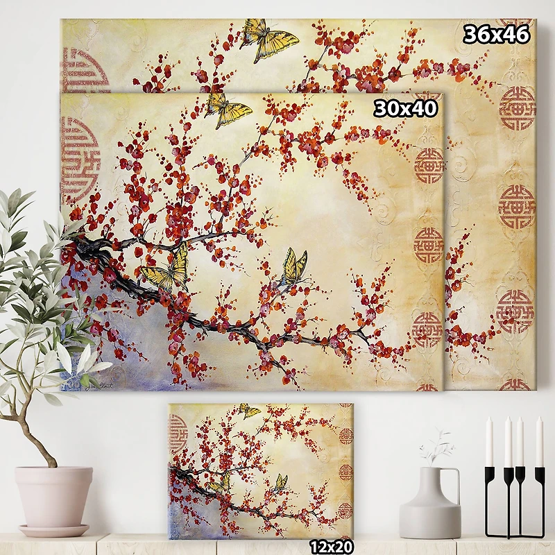 Designart - Butterfly Blossoms-Asian