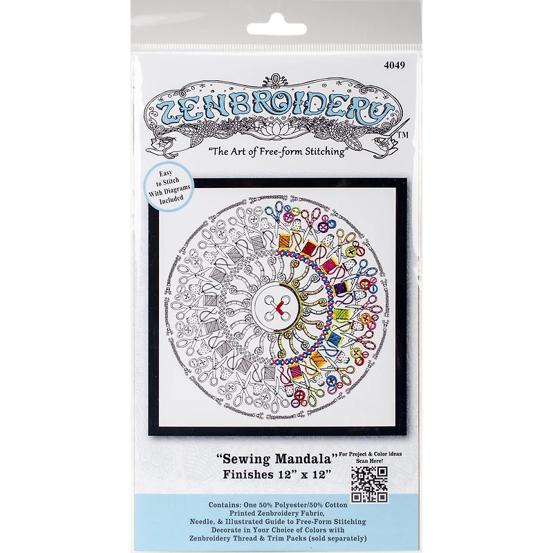 Design Works™ Zenbroidery™ Sewing Mandala Stamped Embroidery Kit