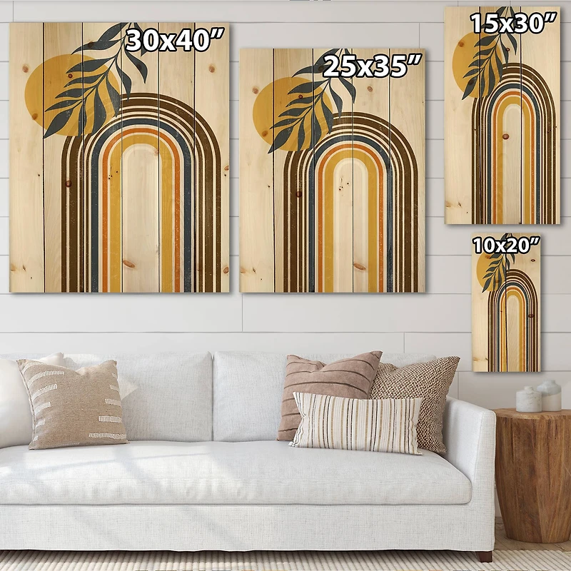 Designart - Abstract Sun Moon Leaves II