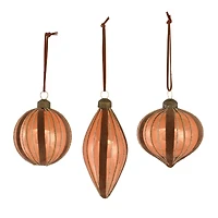 12ct. Glittery Copper Mixed Glass Holiday Ornaments 