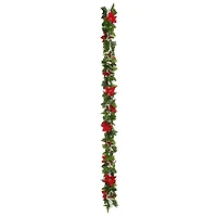 6ft. Green & Red Poinsettia & Holly Chain Garland by Ashland®