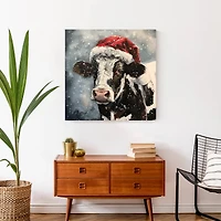 Painty Christmas Cow 24" x 24" Canvas Wall Art