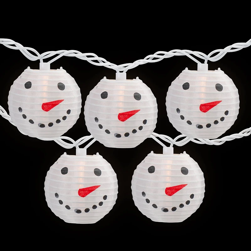 10ct. White Snowman Paper Lantern Christmas Light Set