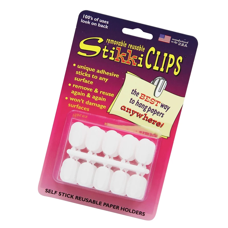 StikkiCLIPS™ White Adhesive Clips, 3 Packs of 30